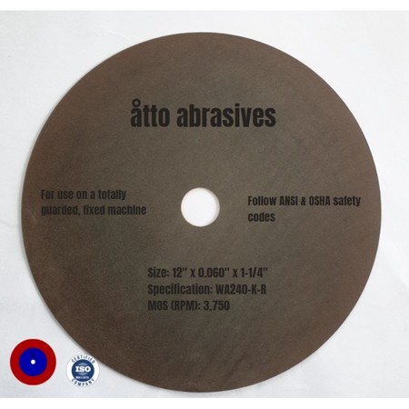 ATTO ABRASIVES Rubber-Bonded Non-Reinforced Cut-off Wheels 12"x 0.060"x 1-1/4" 3W300-150-PD